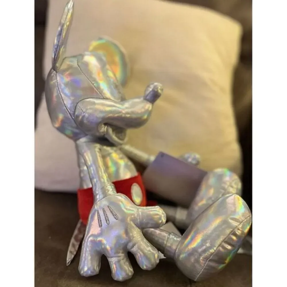 2023 Disney Parks 100th Anniversary Mickey Mouse Silver Platinum Plush Toy‎ New